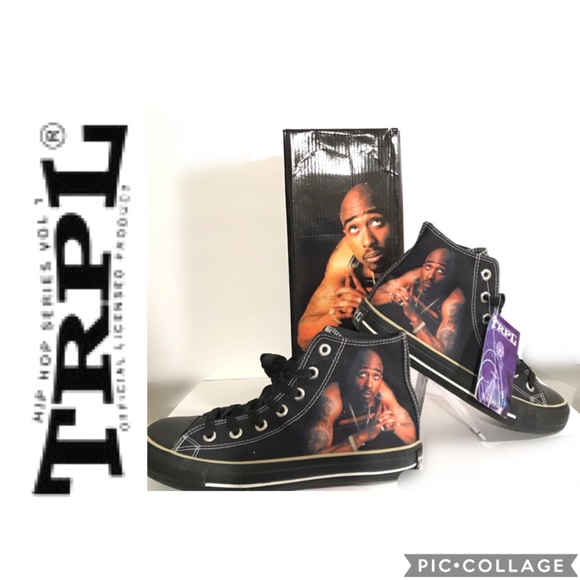 TRPL HIP HOP SERIES 1 TuPac Canvas Hi-Tops  Sz 7 - Picture 1 of 4
